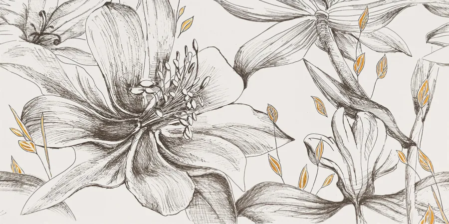 Декор Velo Bianco Flowers (1) 598x1198x8 Tubadzin