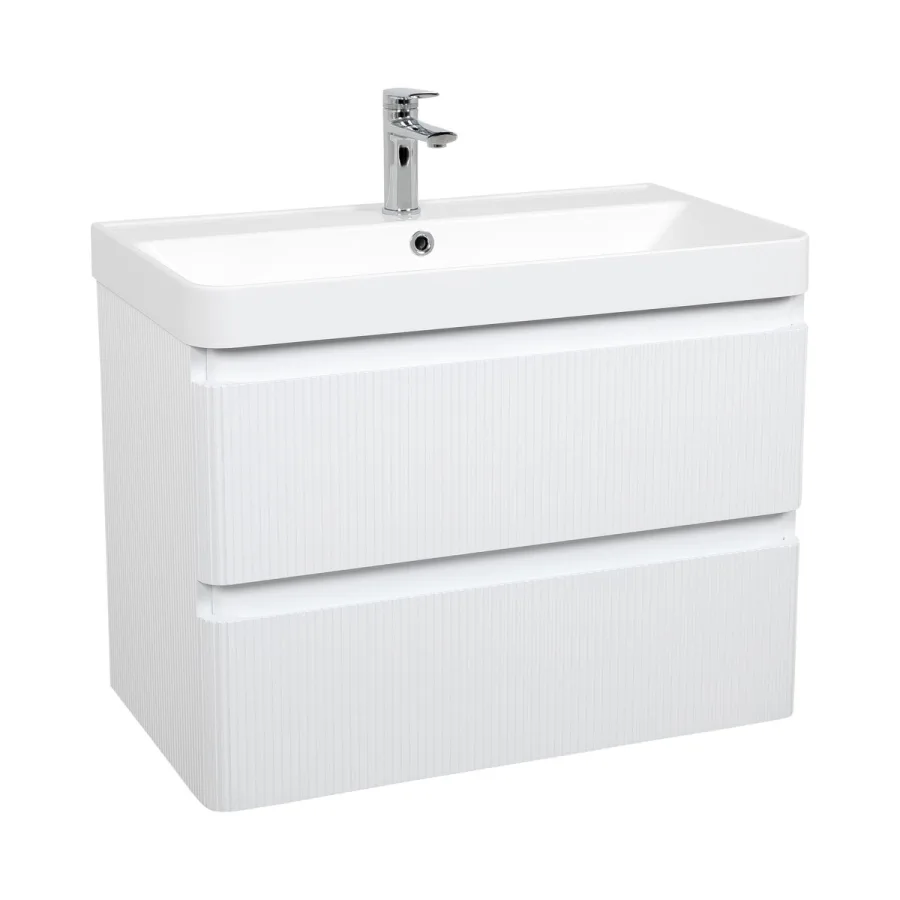 Шафка з умивальником Акцент Люкс 75 Deep White matt Аква Родос
