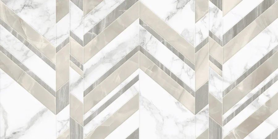Плитка стінова Marmo Bianco шеврон 300x600x9 Golden Tile