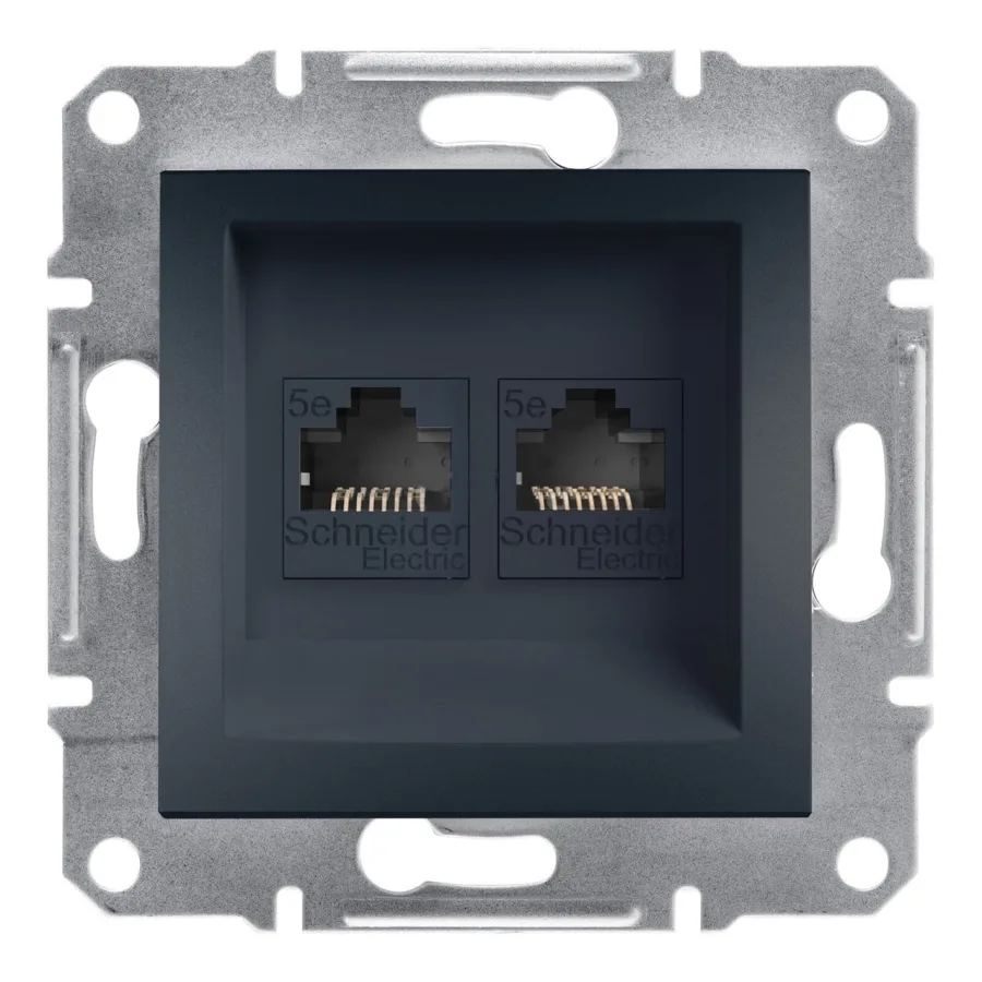 Розетка подвійна RJ45 кат 5е UTP Антрацит ASFORA (EPH4400171), Schneider Electric