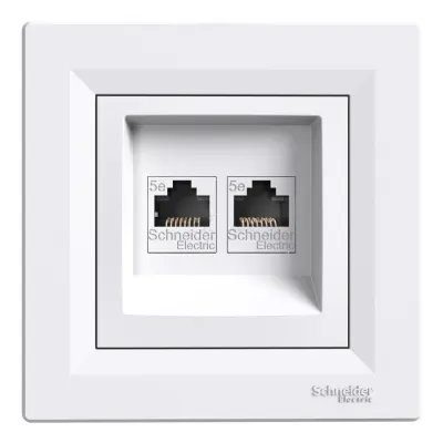 Розетка подвійна RJ45 кат 5е UTP Білий ASFORA (EPH4400121), Schneider Electric