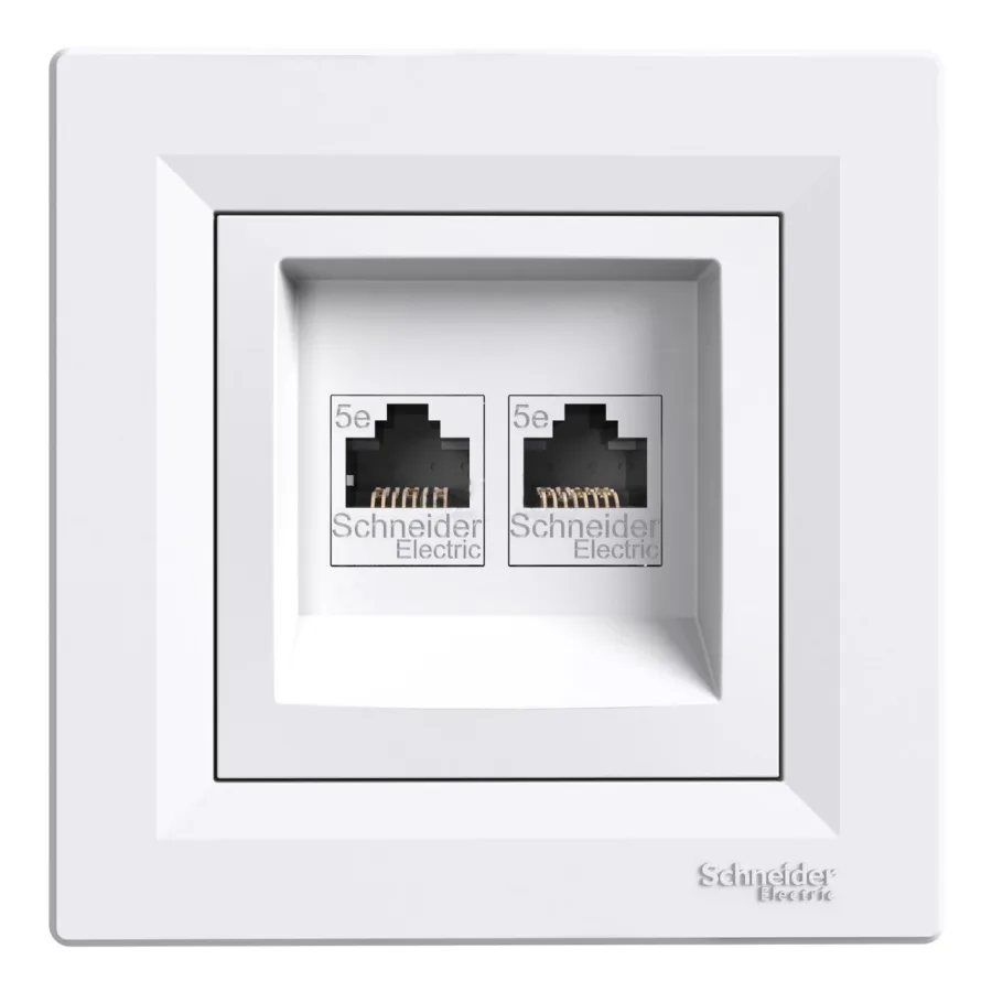 Розетка подвійна RJ45 кат 5е UTP Білий ASFORA (EPH4400121), Schneider Electric