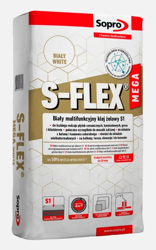 Клей для плитки Sopro S-Flex Mega White 213 (22,5 кг)
